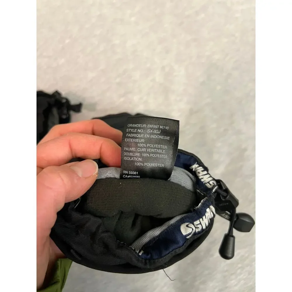 Swany x change junior medium 7-8 yo gloves ski snowboard black leather mittens
